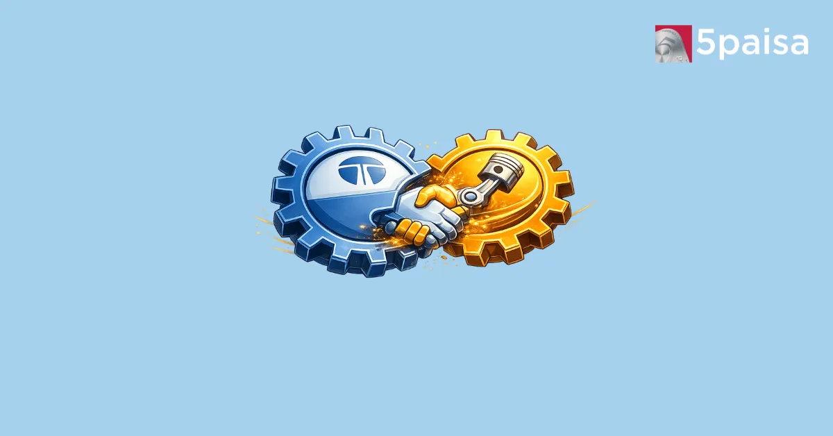 Tata Technologies partnership illustration with gears and handshake