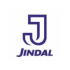 JINDAL purple italicized text logo positioned below a large stylized geometric letter 'J' monogram