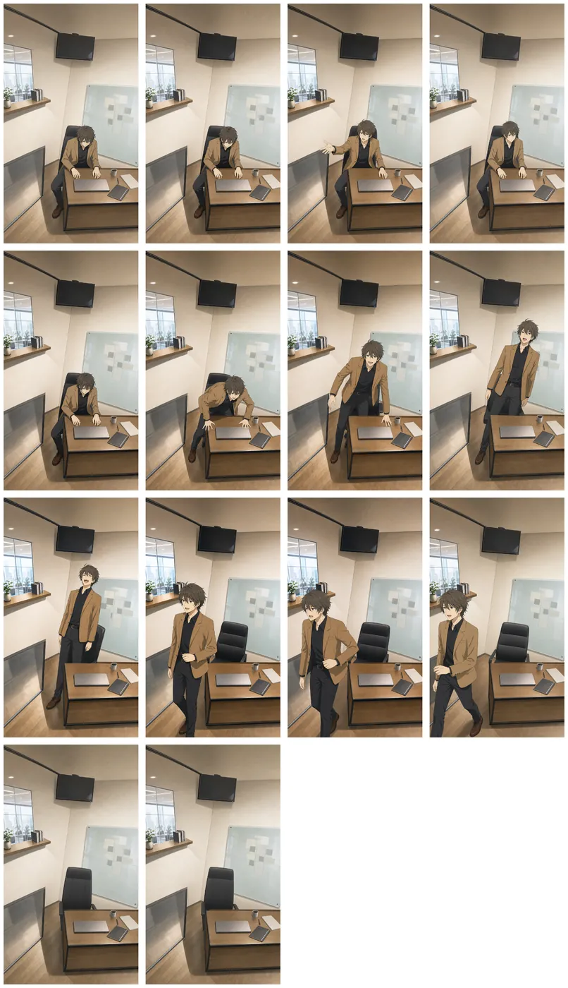 Polished chronological keyframes for Hiro's performance