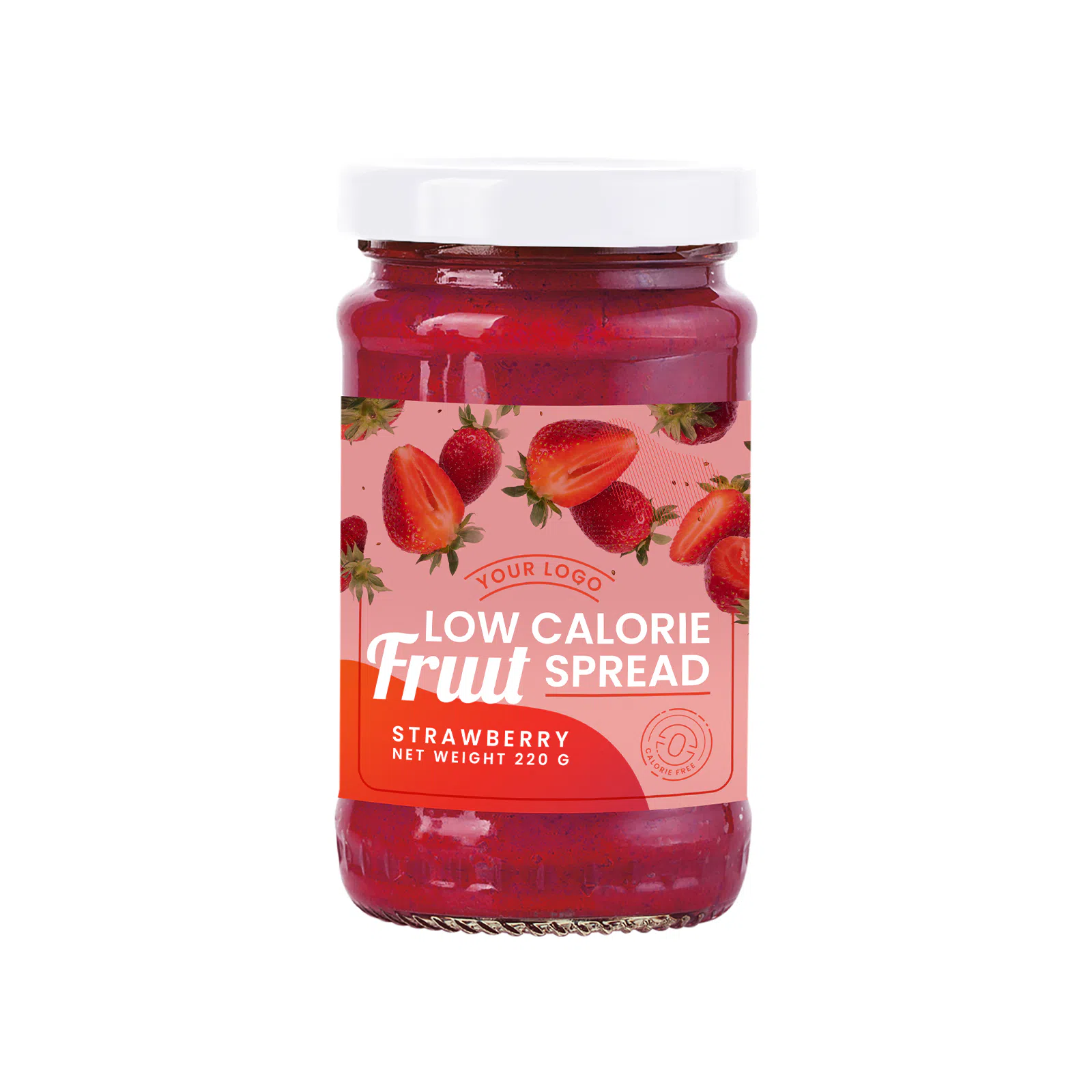 Private label amerpharma low calorie fruit spread flavour strawberry in glass jar 220 g