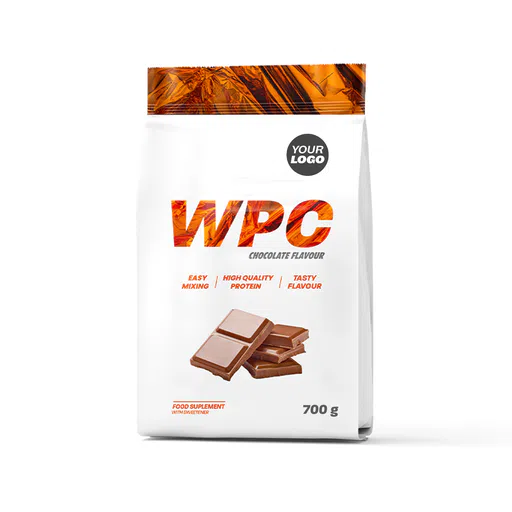 Private label amerpharma wpc flavour chocolate no added sugar in fully printed doypack 700 g