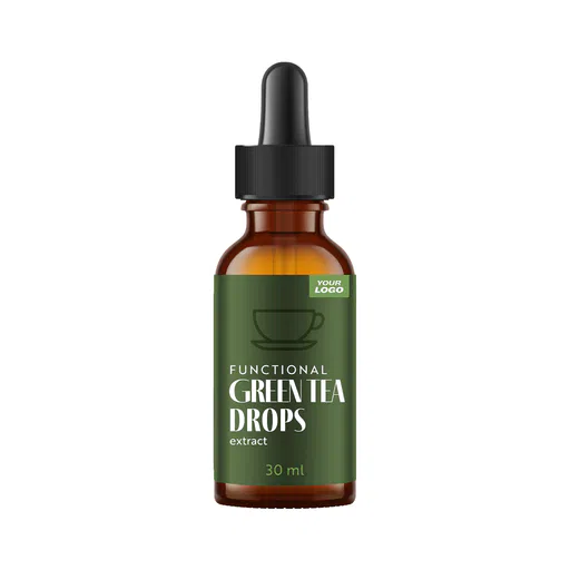 Amerparma private label functional green tea extract drops 30 ml in brown bottle with dropper