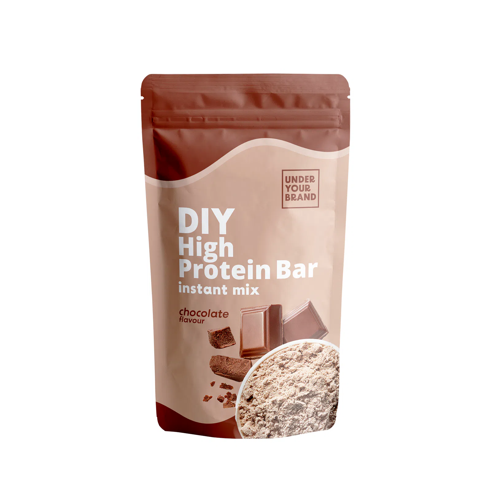 Amerpharma private label dyi high protein bar instant mix chocolate flavour in fully printed doypack