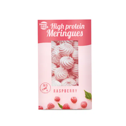 Private label amerpharma high protein meringues flavour raspberry with no preservatives 28 g package