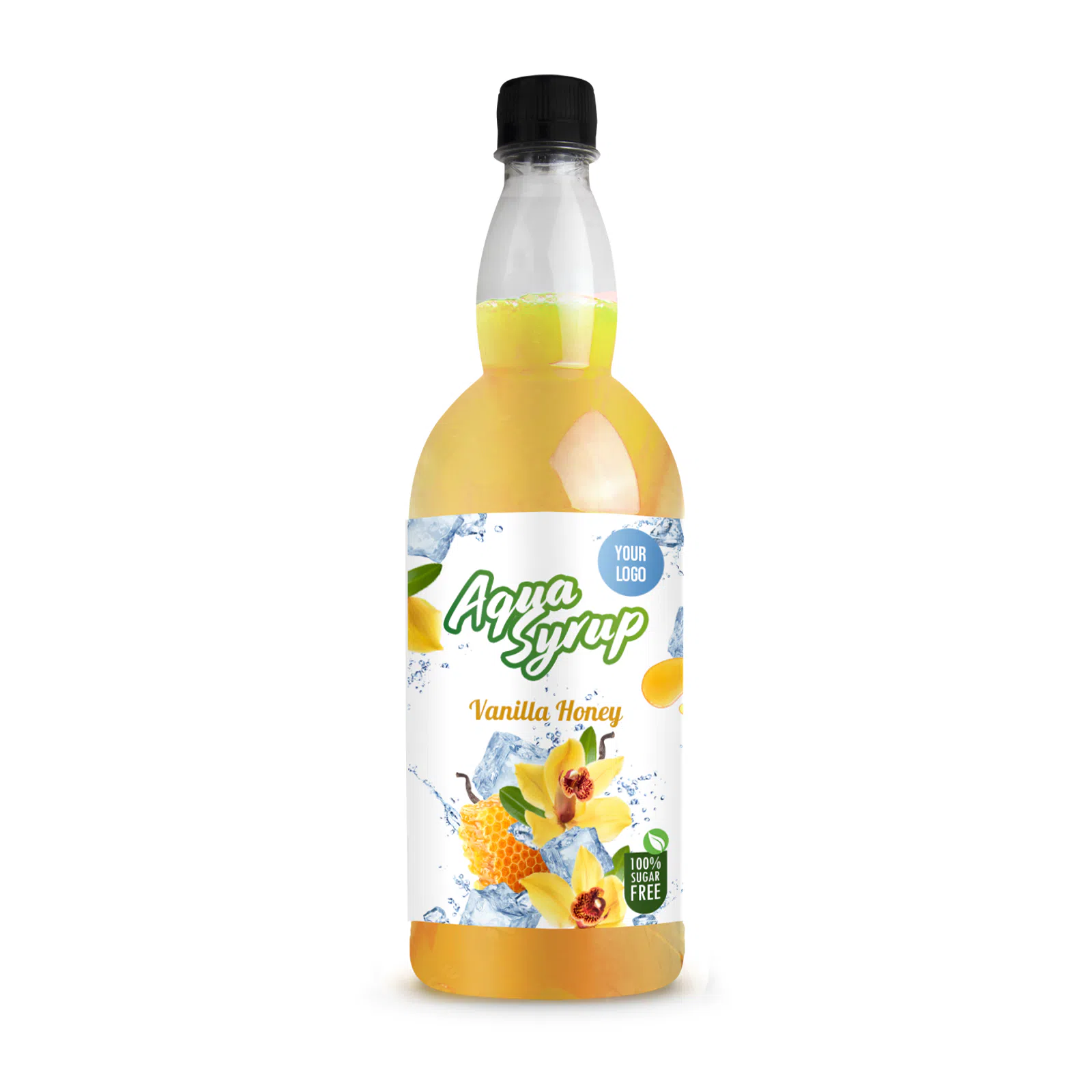 Private label amerpharma zero calorie 100% sugar-free aqua syrup in pet bottle 1000 ml flavour vanilla with honey