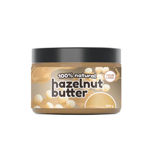 Amerpharma private label 100% natural hazelnut butter 500 g in pet jar