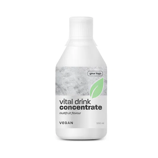 Amerparma private label functional concentrates vital drink flavour multifruit, suitable for vegan, in pet bottle 500 ml