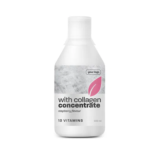 Amerparma private label functional concentrates with collagen and 13 vitamins, flavour raspberry in pet bottle 500 ml