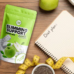 Private label amerpharma slimming supporting drink mix powder with glukomannan konjac in 100g fully printed doypack, apple flavor