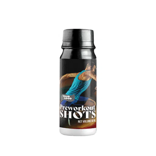Private label amerpharma bottle with 60 ml preworkout in shot