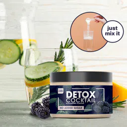 Amerpharma private label detox cocktail powder, sugar-free, cherry flavour, product in pet jar, application proposal