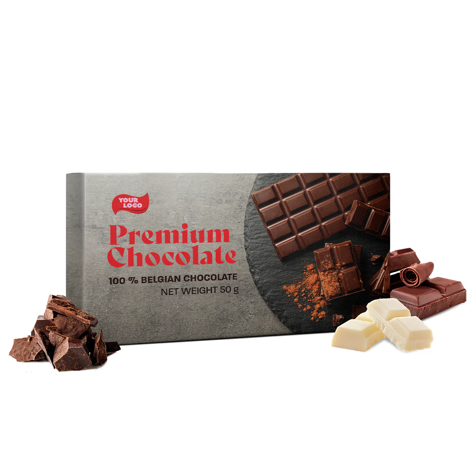 Private label amerpharma no added sugar chocolate in fully printed box, 50 g