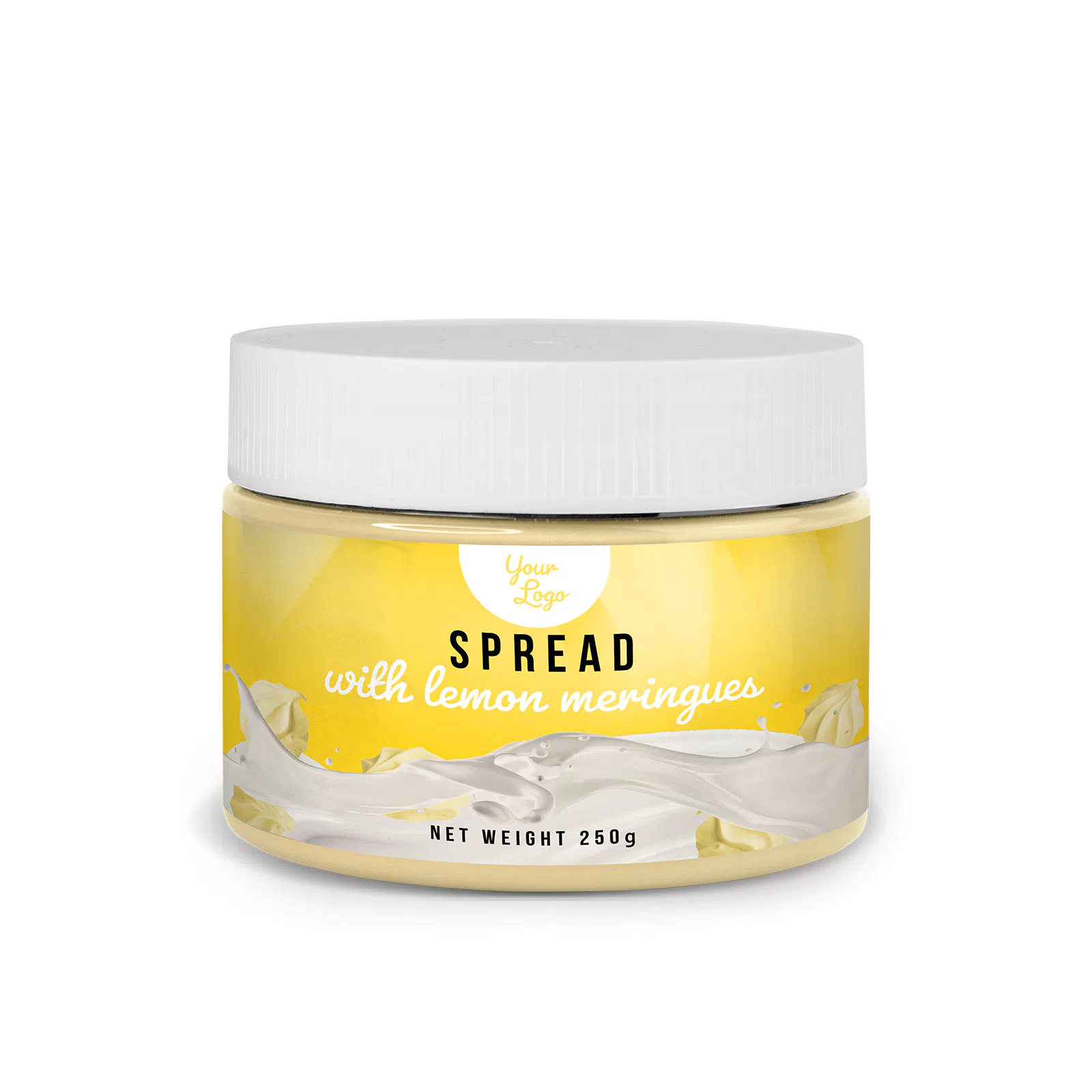 Private label amerpharma spread with lemon meringues in jar 250 g