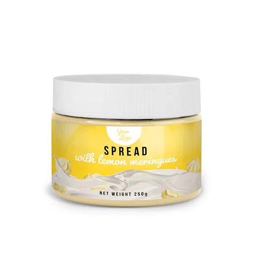 Private label amerpharma spread with lemon meringues in jar 250 g
