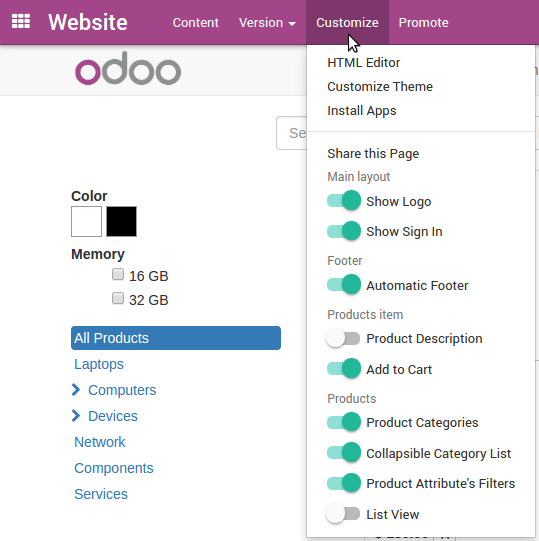 Odoo CMS - a big picture