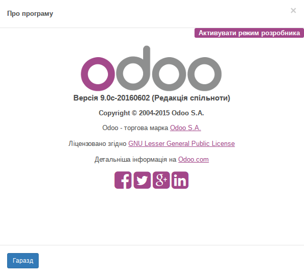 Текстовий та графічний блок Odoo
