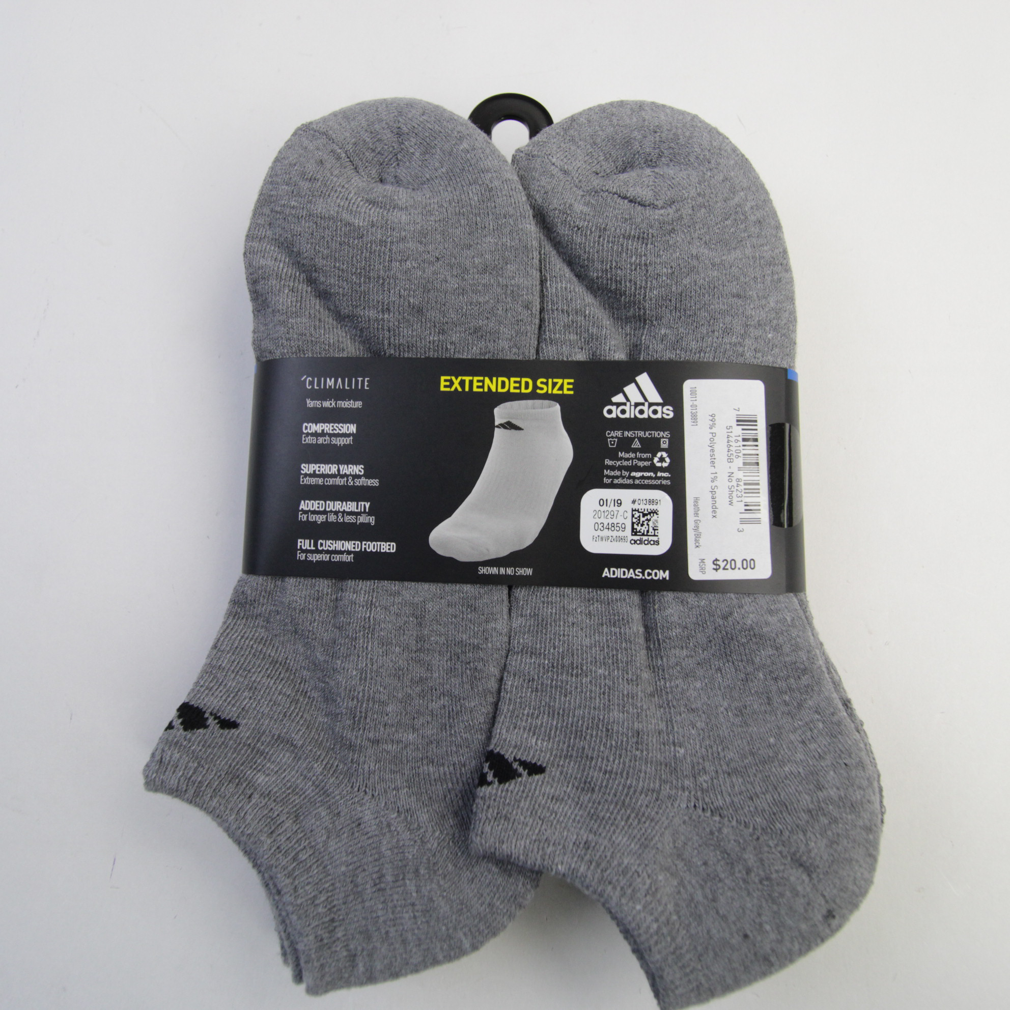 adidas Climalite Socks Men's Gray New with Tags | eBay