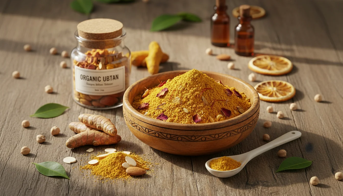 A beautiful arrangement of skincare products and botanicals