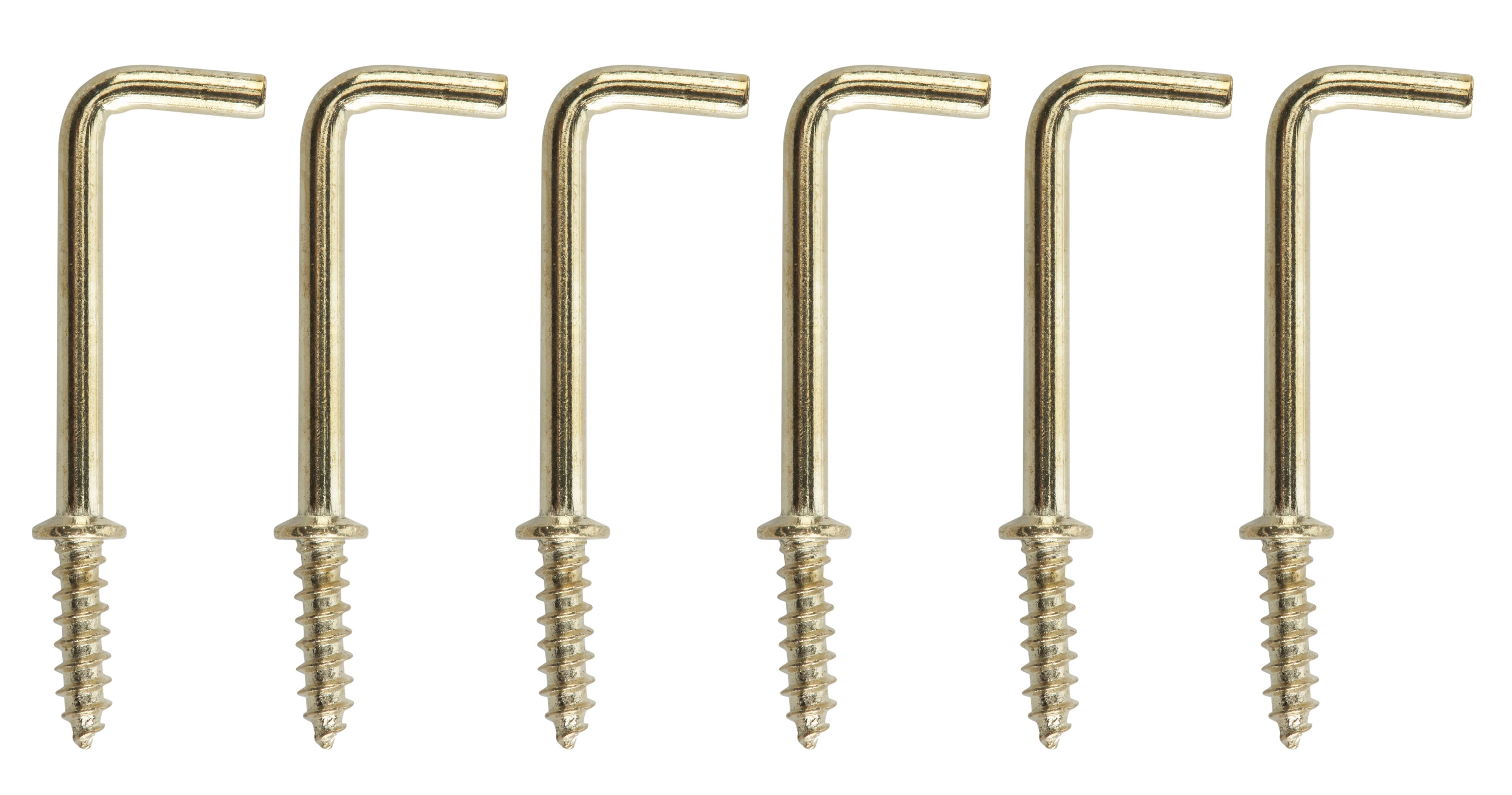 B Q Brass Effect Metal Cup Hook Pack Of 6