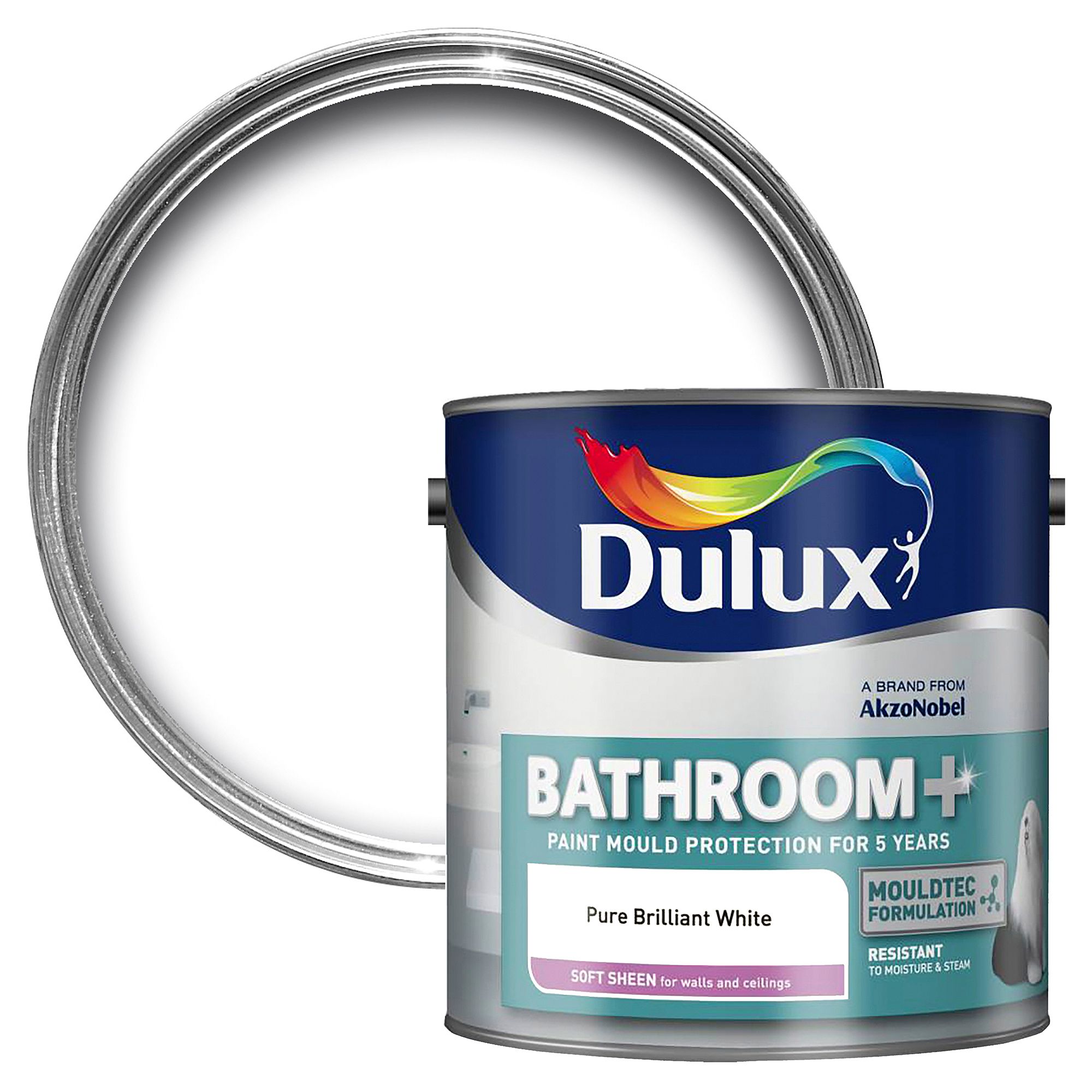 Dulux Bathroom Pure Brilliant White Soft Sheen Emulsion Paint 2 5l