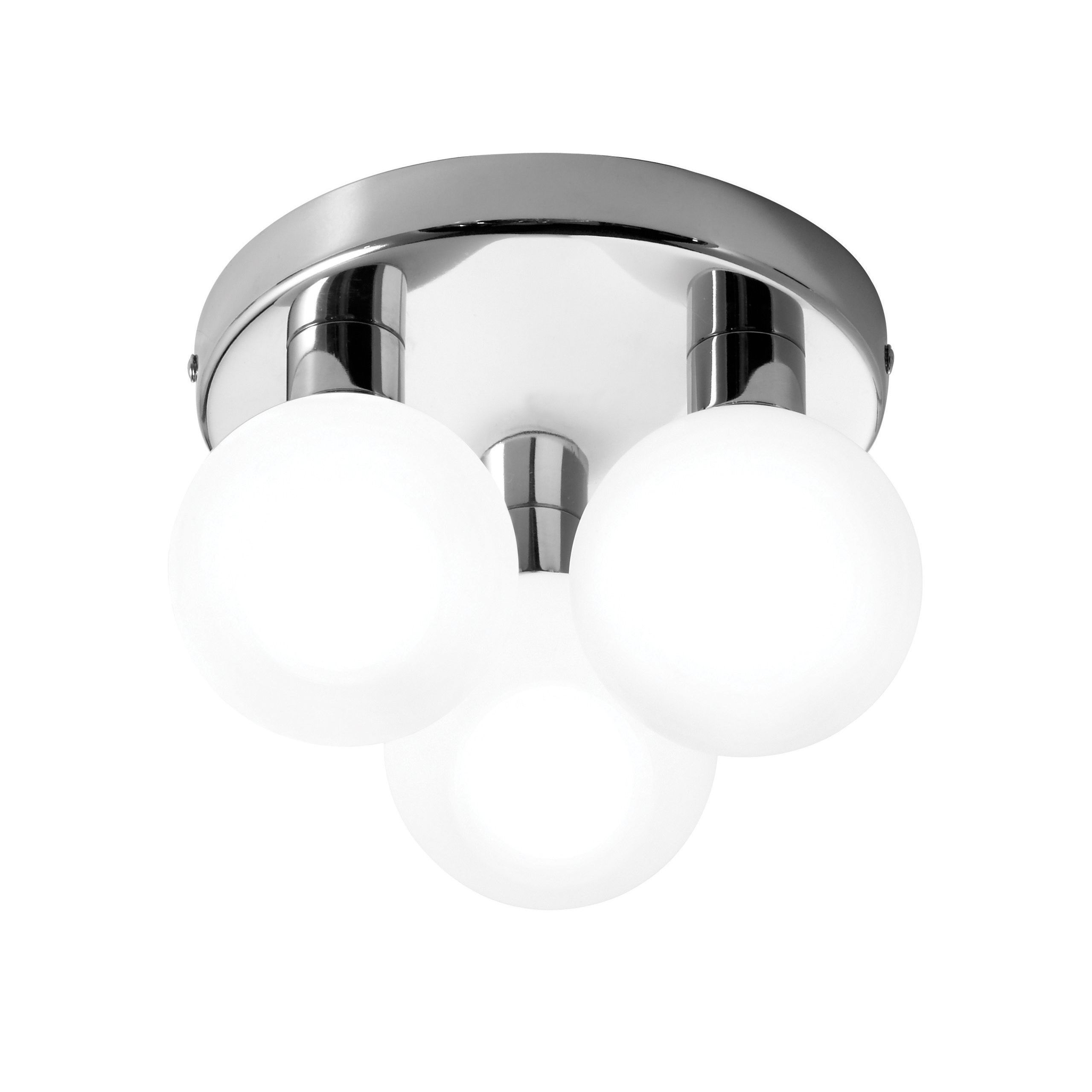 Lagoon Silver Chrome Effect 3 Lamp Flush Ceiling Light