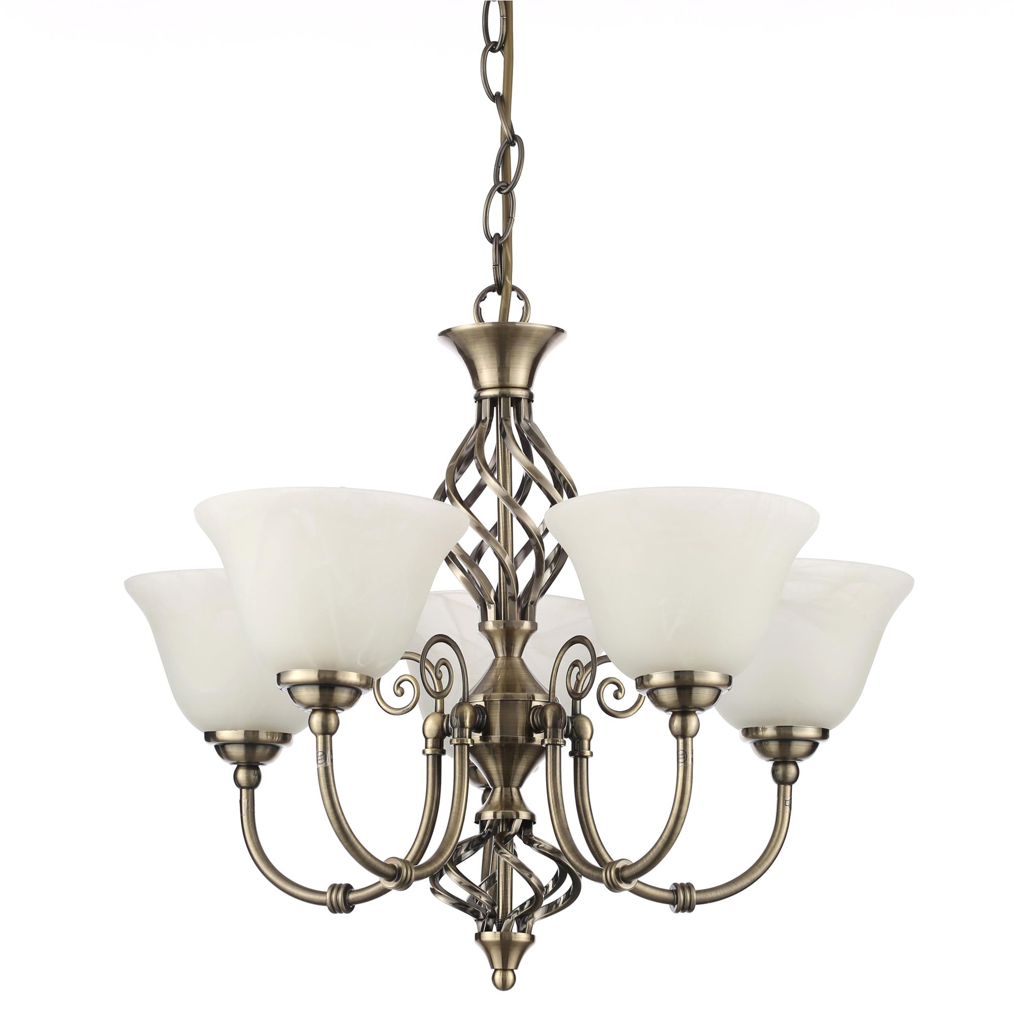 Rolli Antique Brass Effect 5 Lamp Pendant Ceiling Light