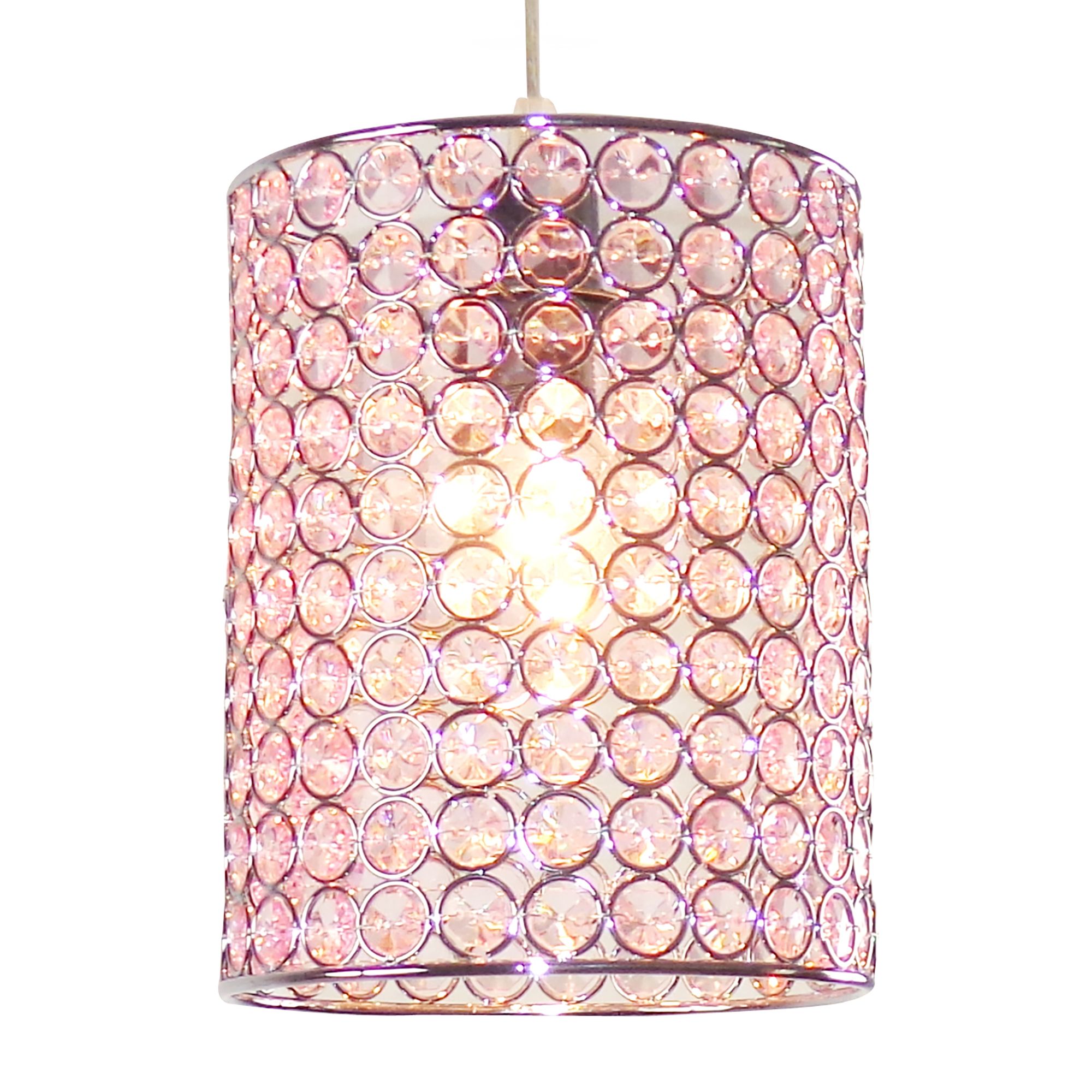 Colours Mokena Pink Crystal Effect Beaded Light Shade D 16cm