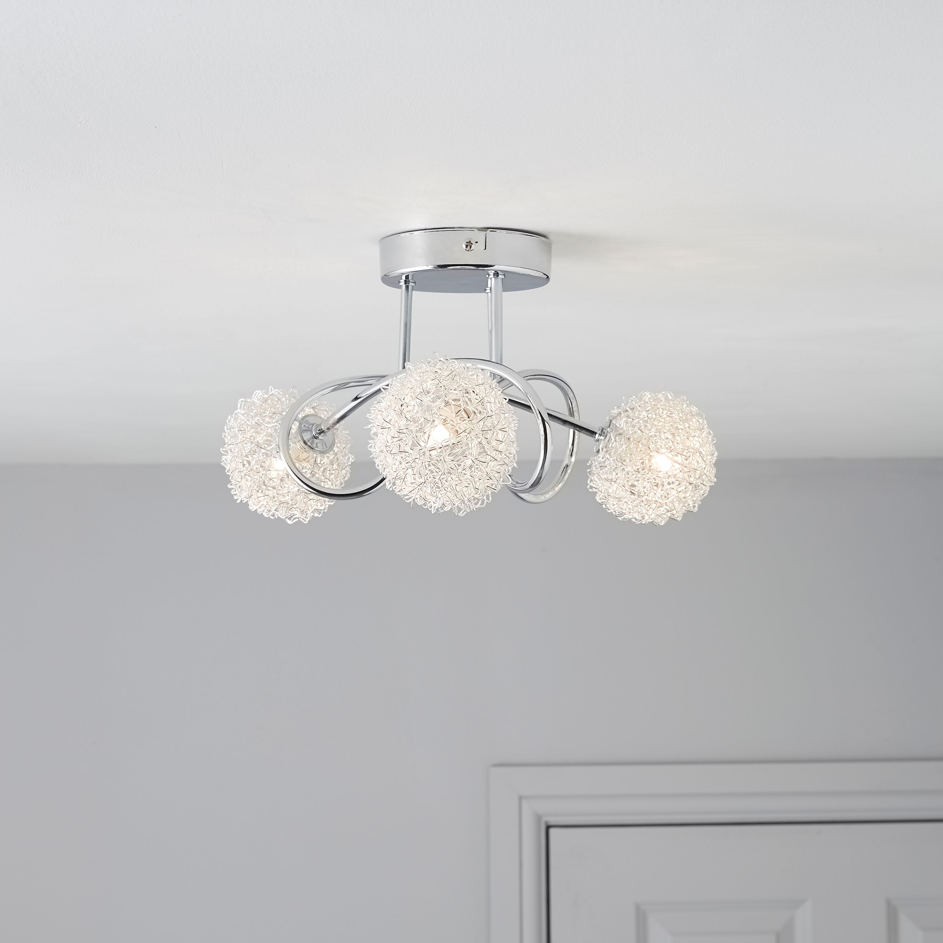 Pallas Chrome Effect 3 Lamp Ceiling Light