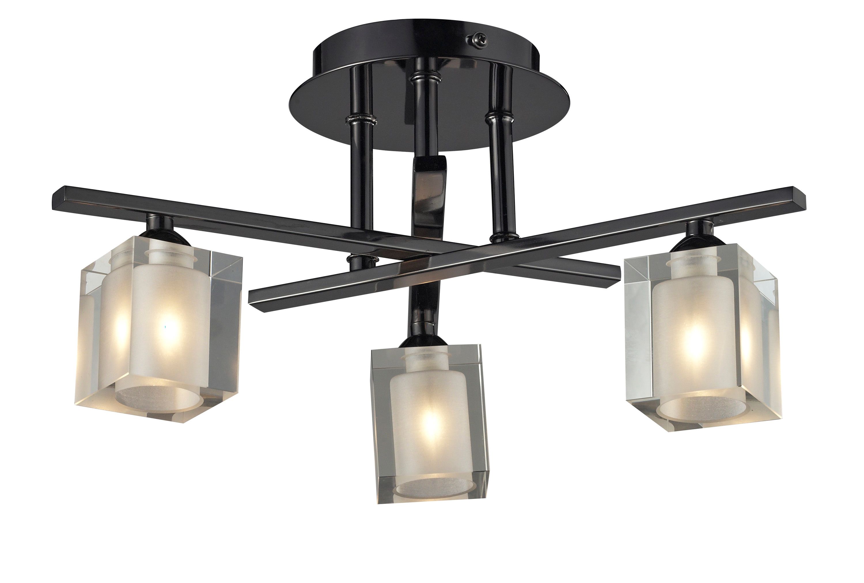 Narran Cubic Black Nickel Effect 3 Lamp Ceiling Lamp