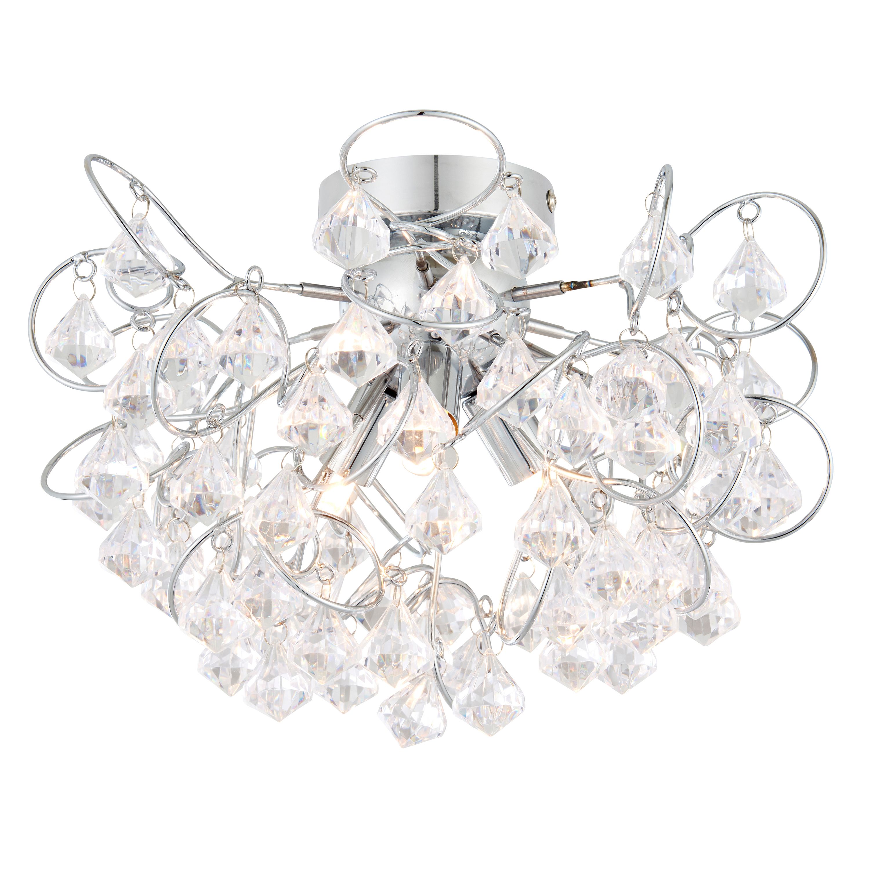 Chesca Chrome Effect 3 Lamp Ceiling Light