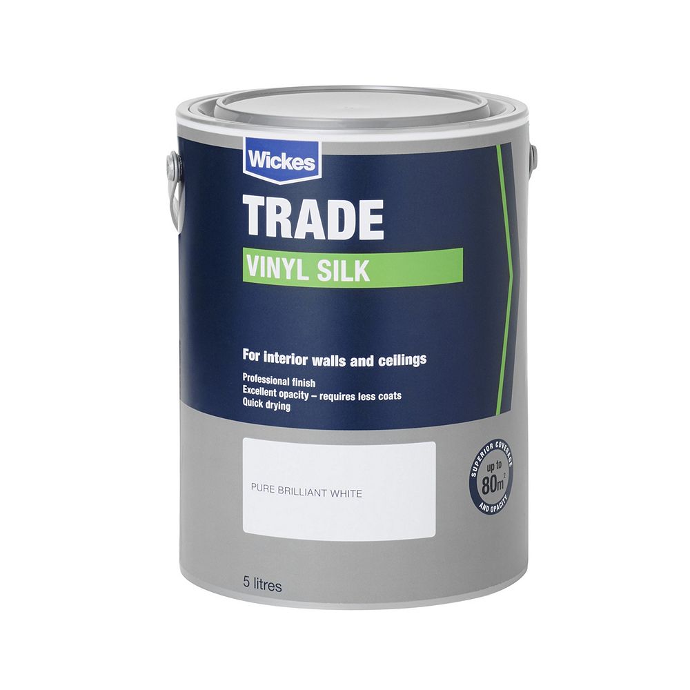 Wickes Trade Vinyl Silk Emulsion Paint Pure Brilliant White 10l