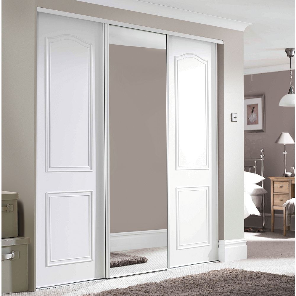 Wickes Sliding Wardrobe Door Cathedral Arch White Framed