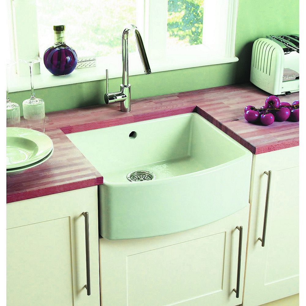 Wickes Bow Front 1 Bowl Kitchen Sink Ceramic White