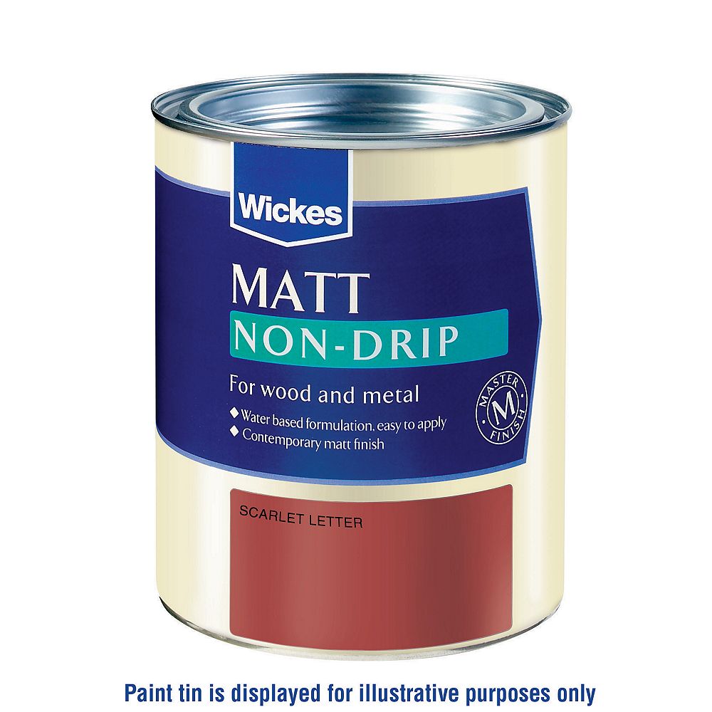 Wickes Non Drip Wood & Metal Paint - Matt Black - 750ml