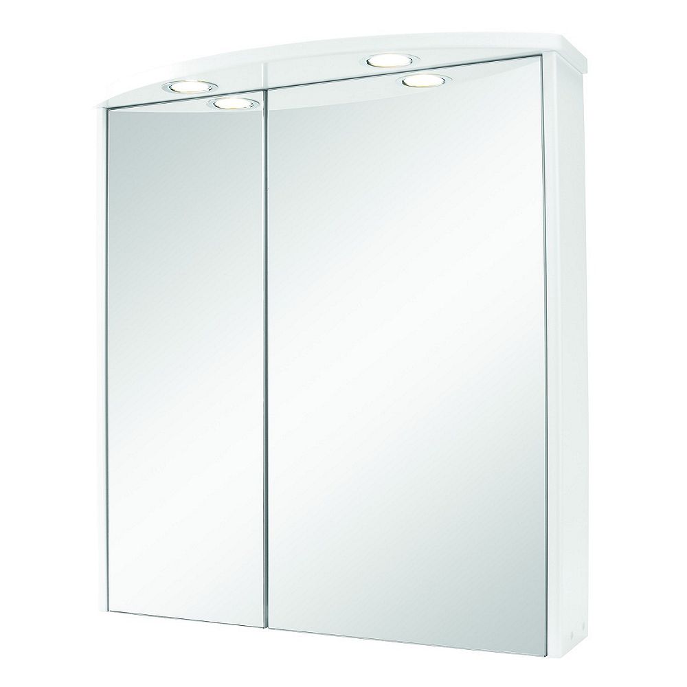 Wickes Bathroom Illuminated Double Mirror Cabinet White 600mm