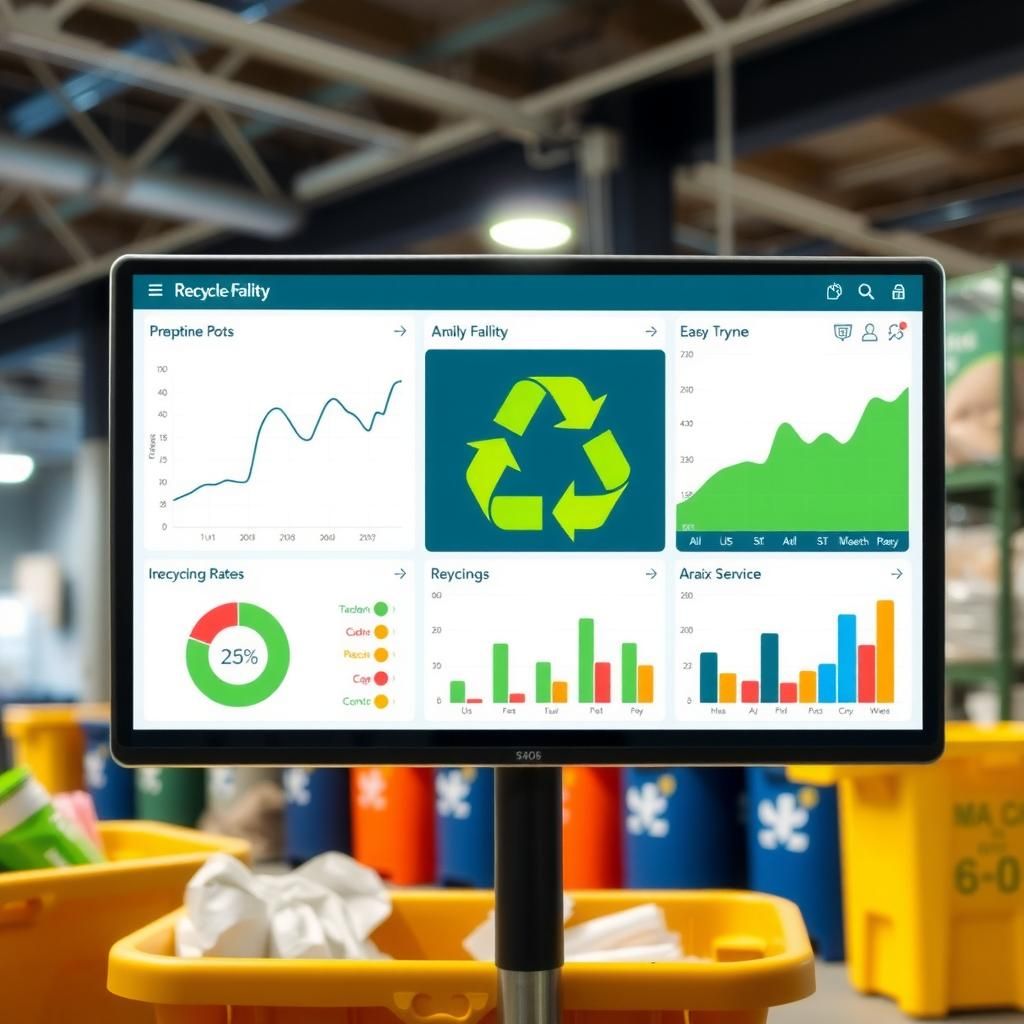 Real-time data analytics system analyzing recycling rates at a facility