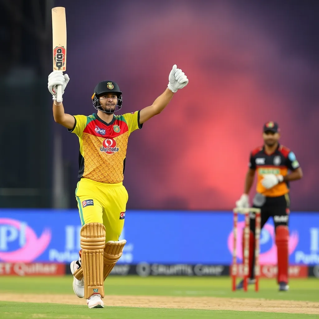 Shubman Gill celebrating a boundary during IPL 2025 Eliminator match, showing determination and focus