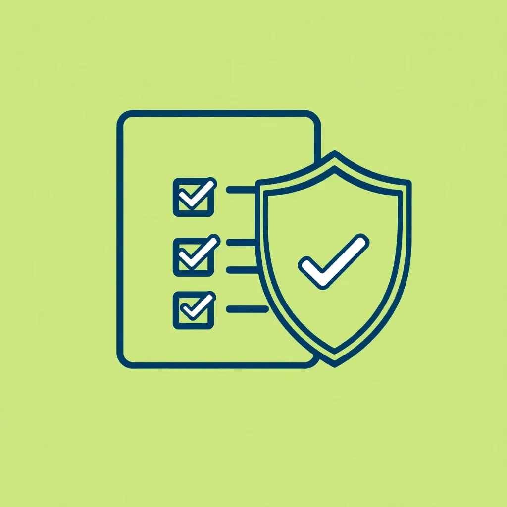 Icon representing compliance with a checklist and shield