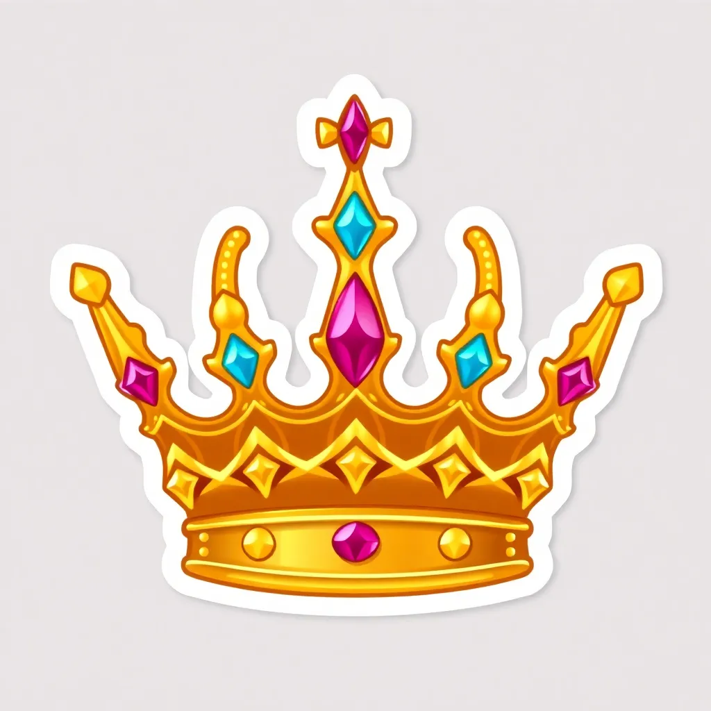 Crown emoji sticker, golden royal crown with jewels