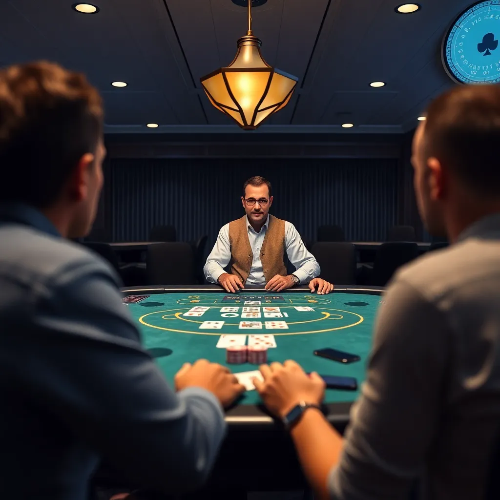 Live dealer hosting a blackjack game with players watching on screen