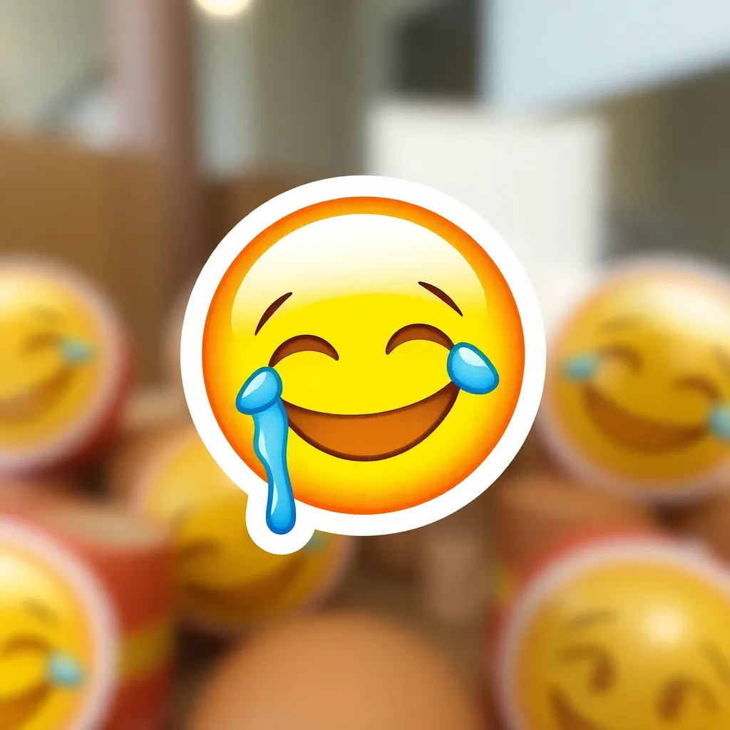 Face with tears of joy emoji sticker, yellow smiling face with tears