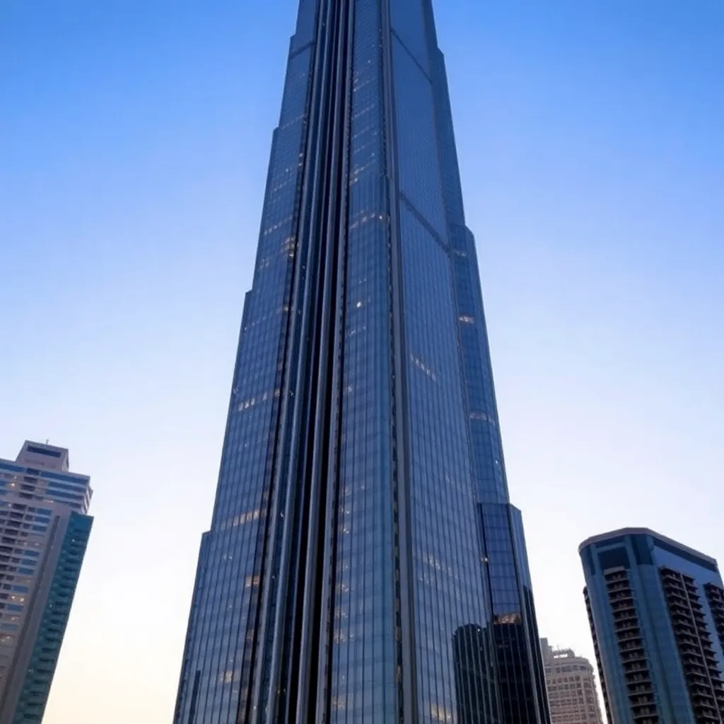 Burj Khalifa skyscraper in Dubai, UAE with clear sky