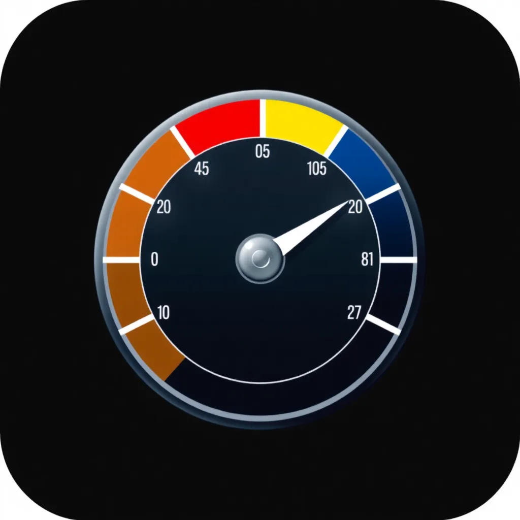 Icon representing fast speed, a speedometer with needle pointing right