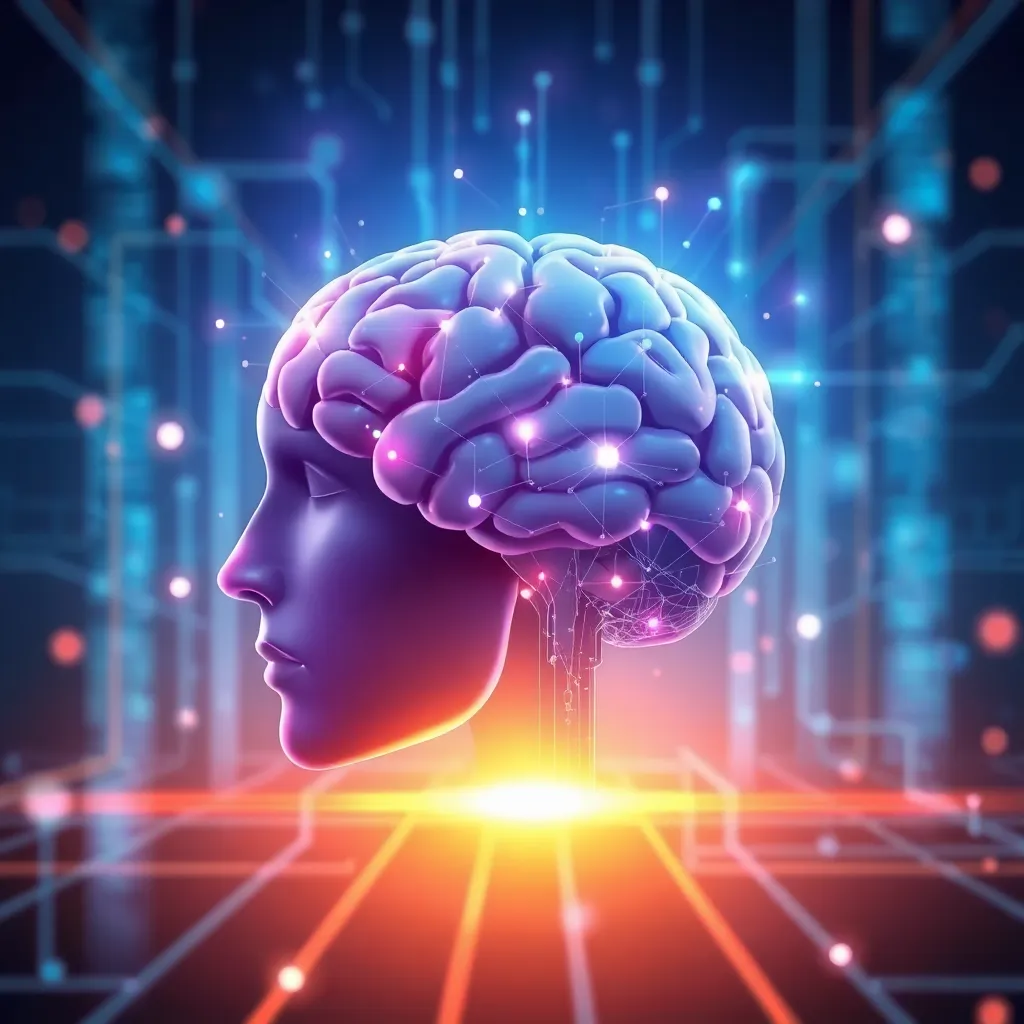 Illustration of AI brain processing an image with digital effects