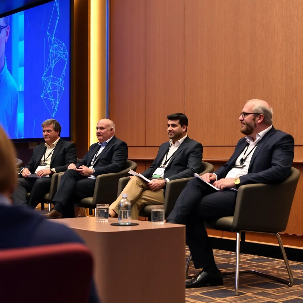 Panel discussion with AI experts at a conference