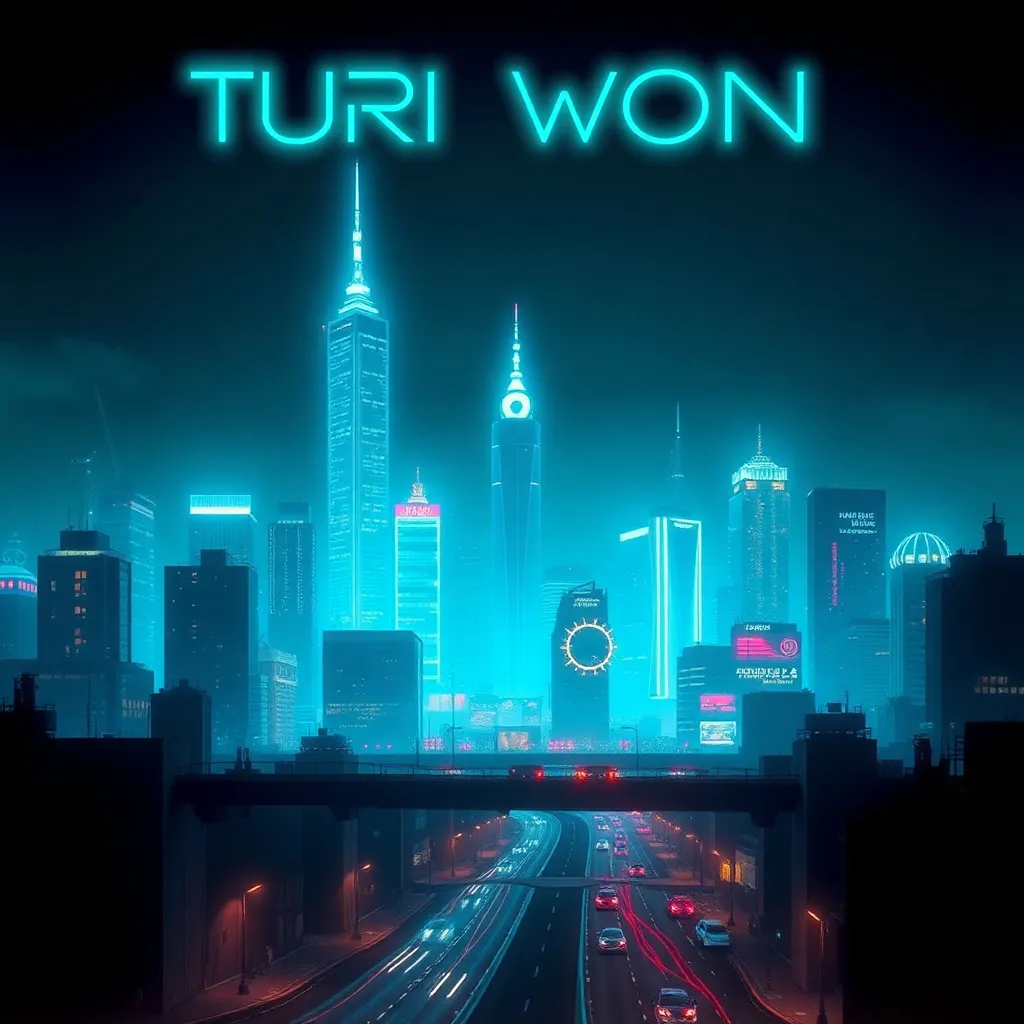 Album cover art showing a futuristic cityscape with neon cyan lights at night