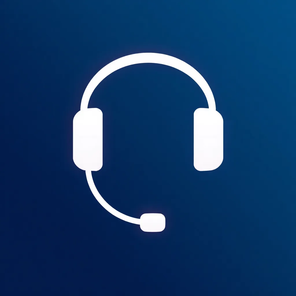 Icon representing 24/7 support, a headset with microphone