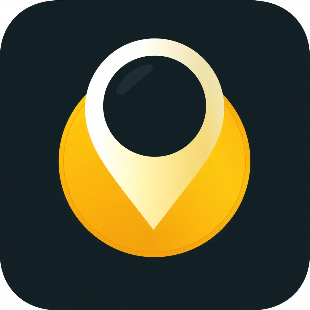 Location pin icon in gold and white