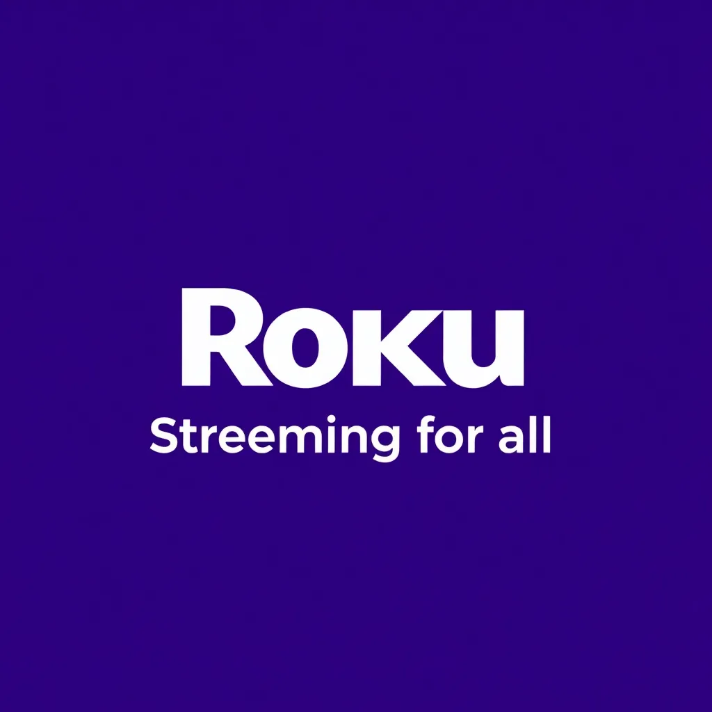 Roku logo with 'Streaming for all' text on purple background