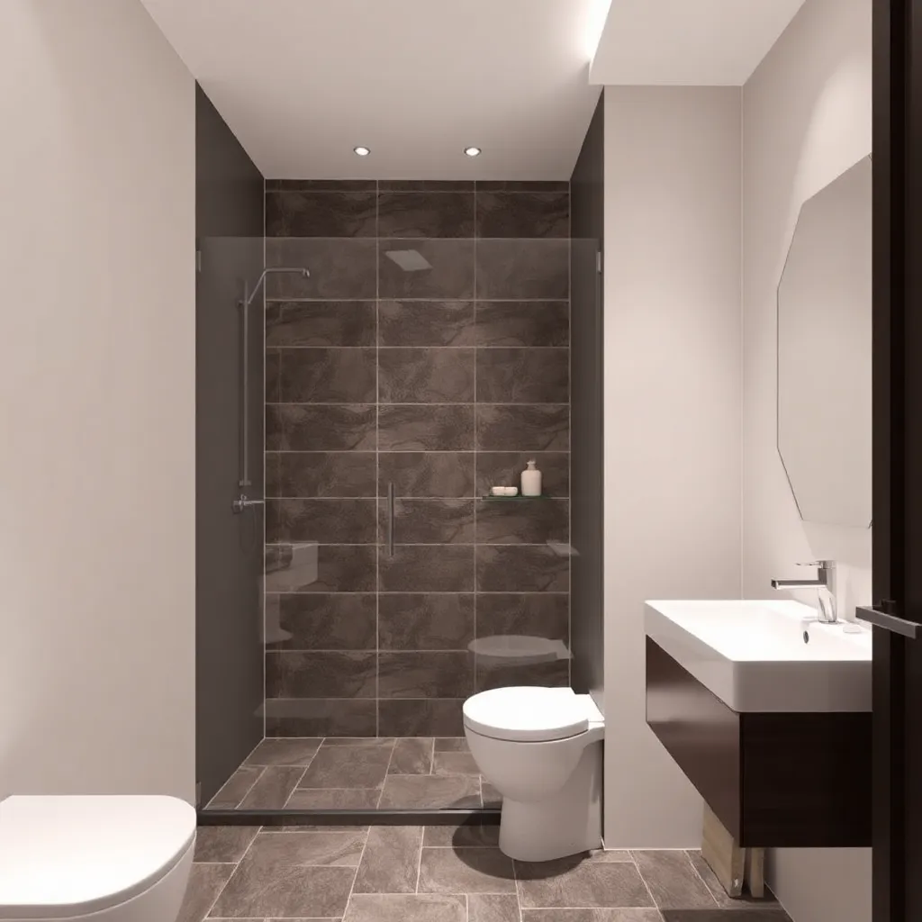 Image showing Latest Bathroom Interior Designs in Bangalore with glass shower and modern tiles